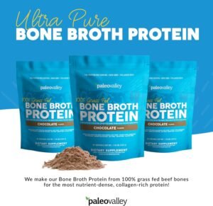 Paleovalley 100% Grass Fed Bone Broth Protein Powder - Chocolate - Rich in Collagen for Hair, Skin, Gut Health, Bone and Joint Support - 28 Servings - Image 3
