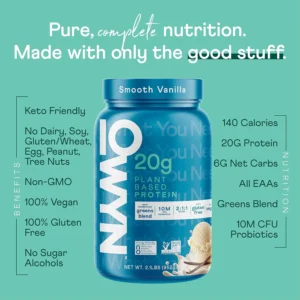 OWYN Only What You Need Plant Based Protein Powder with 20g Protein, Probiotics, Superfoods Greens, Pea, Chia and Pumpkin Seed Blend, Vegan, (Smooth Vanilla, 2.1 Pound - Pack of 1) - Image 2