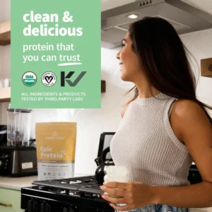 Sprout Living Epic Protein, Plant Based Protein & Superfoods Powder, Vanilla Lucuma Powder | 20 Grams Organic Protein Powder, Vegan, Non Dairy, Non-GMO, Gluten Free, Low Sugar (1 Pound, 12 Servings) - Image 2