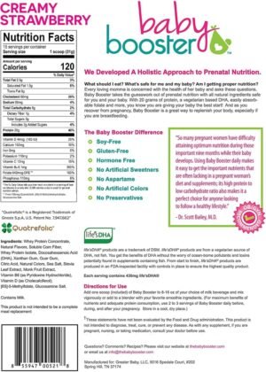 Baby Booster Pregnancy Protein Powder Vitamin Supplement Shake - OB/GYN Approved Prenatal & Postnatal Lactation Use - Morning Sickness Relief with Vegan DHA and Methyl Folate - Creamy Strawberry, 1 lb - Image 2