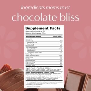 Boobie Body Superfood Protein Shake for Moms, Pregnancy Protein Powder, Lactation Support to Increase Milk Supply, Probiotics, Organic, Diary-Free, Gluten-Free, Vegan - Chocolate Bliss (20 Servings) - Image 2