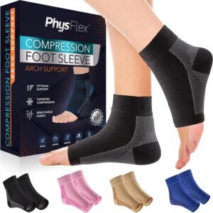 Compression Socks for Plantar Fasciitis, Achilles Tendonitis Relief - (1 Pair) Ankle Compression Sleeve for Heel Spurs, Foot Swelling & Fatigue - Arch Support Brace for Everyday Use - Image 2