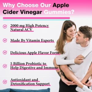 Apple Cider Vinegar Gummies, Advanced Keto ACV Gummies, ACV for Detox, Cleanse, Metabolism & Digestion, Keto Support, Formulated with Green Tea, B6 & B12, Probiotics, 120 Counts - Image 4