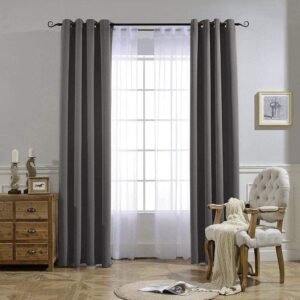NICETOWN Gray Blackout Curtains for Bedroom 84 inches Long - Thermal Drapes Grommet Room Darkening Curtains Noise Reducing Window Treatments for Living Room (2 Panels, W52 x L84, Grey) - Image 7