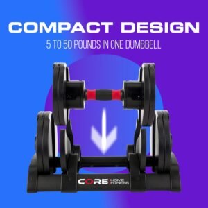 Core Fitness® Adjustable Dumbbell Weight Set by Affordable Dumbbells - Space Saver - Dumbbells for Your Home - Image 3
