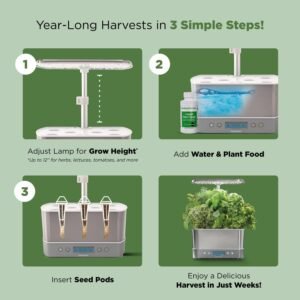 AeroGarden Harvest Elite Indoor Garden Hydroponic System with LED Grow Light and Seed Kit, Holds up to 6 Pods, Stainless Steel - Image 8