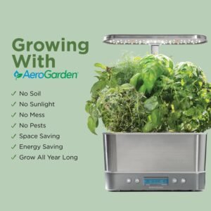 AeroGarden Harvest Elite Indoor Garden Hydroponic System with LED Grow Light and Seed Kit, Holds up to 6 Pods, Stainless Steel - Image 9