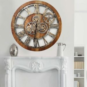 The Gears Clock The Original Real Moving Gear Wall Clock Vintage Industrial Oversized Rustic Farmhouse (24 inch (60cm), Vintage Brown) - Image 5