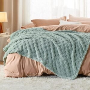 Bedsure Sage Green Fleece Blanket for Couch - Checkered Throw Blanket for Women, Cute Soft Cozy Throw for Girls, 50x60 Inches - Image 5