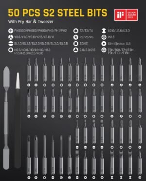 Fanttik E1 Max 3.7V Electric Screwdriver, Mini Precision Screwdriver Set, 50 Magnetic Bits, Magnetic Storage, 5/32‘’Hex, Repair Tool Kit for Electronics Phone Camera Laptop Watch (Grey) - Image 3