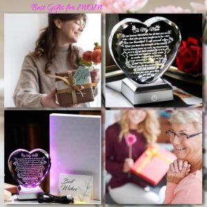 Ornalrist Gifts for Mom from Son, Daughter - to My Mom Crystal Heart Keepsake with Colorful Base - Unique Mother's Day, Birthday Gifts for Mom - Image 5