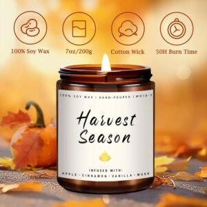 Fall Candle Set | 4 Pack Scented Candles for Home - Candle Gifts for Women Men, Soy Candles Home Scented | Autumn Fragrance of - Apple Pie/Cinnamon/Harvest/Wreath - Image 5