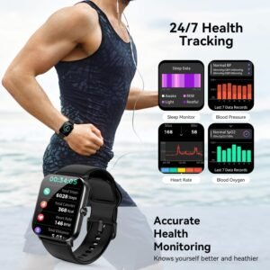 Smart Watch, 1.85" Smartwatch for Men Women (Answer/Make Call), Heart Rate, Sleep Monitor, Pedometer, 120+ Sport Modes Activity Tracker, IP68 Waterproof Fitness Watch for Android iOS (Black) - Image 3