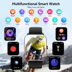 Smart Watch, 1.85" Smartwatch for Men Women (Answer/Make Call), Heart Rate, Sleep Monitor, Pedometer, 120+ Sport Modes Activity Tracker, IP68 Waterproof Fitness Watch for Android iOS (Black) - Image 6