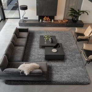 Ophanie Area Rugs 9x12 Living Room, Large Grey Bedroom Carpet, Big Shag Indoor Thick Soft Nursery Rug, Gray Fluffy Carpets for Boy and Girls Room Dorm Home Decor Aesthetic - Image 3