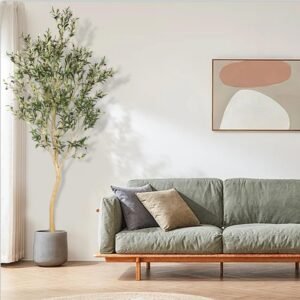 Realead 8ft Tall Faux Olive Tree - Realistic Large Silk Olive Tree Artificial Indoors - Fake Olive Trees with Branches and Fruits - Artificial Olive Trees for Home Office Decor Indoor - Image 6