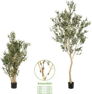 Realead 8ft Tall Faux Olive Tree - Realistic Large Silk Olive Tree Artificial Indoors - Fake Olive Trees with Branches and Fruits - Artificial Olive Trees for Home Office Decor Indoor - Image 7
