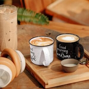 YHRJWN His and Hers Gifts: Good Morning Beautiful & Handsome Coffee Mugs, Couple Mugs for Mr & Mrs, Newlyweds & Wedding Anniversary, Christmas Gifts - 15 Oz - Image 3
