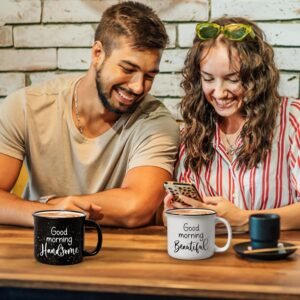 YHRJWN His and Hers Gifts: Good Morning Beautiful & Handsome Coffee Mugs, Couple Mugs for Mr & Mrs, Newlyweds & Wedding Anniversary, Christmas Gifts - 15 Oz - Image 4