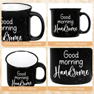 YHRJWN His and Hers Gifts: Good Morning Beautiful & Handsome Coffee Mugs, Couple Mugs for Mr & Mrs, Newlyweds & Wedding Anniversary, Christmas Gifts - 15 Oz - Image 6