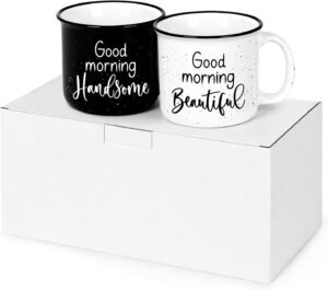 YHRJWN His and Hers Gifts: Good Morning Beautiful & Handsome Coffee Mugs, Couple Mugs for Mr & Mrs, Newlyweds & Wedding Anniversary, Christmas Gifts - 15 Oz - Image 8