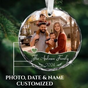 Custom Family Glass Ornament 2025 - Personalized Christmas, Mothers Day, Fathers Day Ornament with Custom Name, Photo, Date - Perfect Keepsake Gift for Family, Dad, Mom, Him, Her, Couple - Image 4