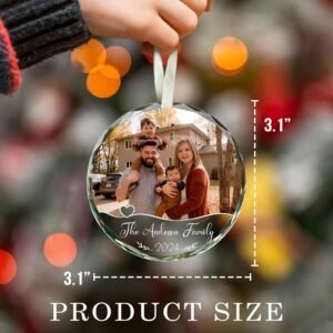Custom Family Glass Ornament 2025 - Personalized Christmas, Mothers Day, Fathers Day Ornament with Custom Name, Photo, Date - Perfect Keepsake Gift for Family, Dad, Mom, Him, Her, Couple - Image 6