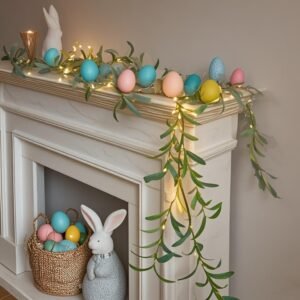 Hairui Lighted Artificial Olive Garland 6FT 96 LED Fairy Lights Battery Operated, Faux Vine Lights with Timer for Spring Christmas Holiday Fireplace Décor - Image 3