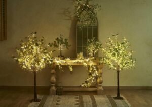 Hairui Lighted Artificial Olive Garland 6FT 96 LED Fairy Lights Battery Operated, Faux Vine Lights with Timer for Spring Christmas Holiday Fireplace Décor - Image 6
