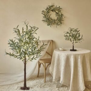 Hairui Lighted Artificial Olive Garland 6FT 96 LED Fairy Lights Battery Operated, Faux Vine Lights with Timer for Spring Christmas Holiday Fireplace Décor - Image 7