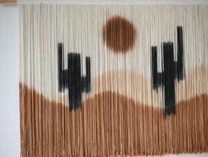 Large Macrame Wall Hanging Macrame Wall Decor 59" W x 35" L Desert Cactus Tie-Dye Large Boho Yarn Wall Decor Scale Wall Art Home Decor - Image 6
