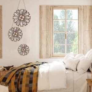 Yookeer 3 Pcs Wood Windmill Wall Decor Farmhouse Hanging Decoration Wooden Windmill Kitchen Decor Rustic Decor Living Room Sculpture Art for Bedroom Nursery Home Decor(Farmhouse) - Image 5