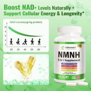 NMNH (Dihydronicotinamide Mononucleotide), NMN Alternative Supplement w/Niacinamide (Vitamin B3), Quercetin, Trans-Resveratrol, Support NAD+, Skin Cell Health*, Anti-Aging & Energy, 120 Caps - Image 3