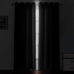 LEMOMO Blackout Curtains 52 x 84 inches Long Black Curtains Set of 2 Panels Thermal Insulated Room Darkening Curtains for Bedroom - Image 3