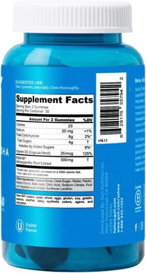 Goli Ashwagandha & Vitamin D Gummy 120 Count - Relax. Restore. Unwind. (Mixed Berry, KSM-66, Vegan, Plant Based, Non-GMO, Gluten-Free & Gelatin Free), Pack of 2 - Image 8