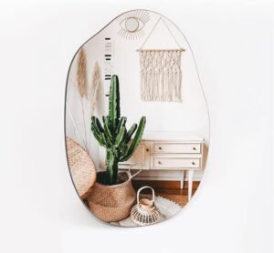 HARRITPURE Irregular Wall Mirror 24"x32" Black Asymmetrical Bathroom Mirror Wood Framed Modern Decorative Vanity Mirrors for Bedroom Living Room Entryway - Image 5