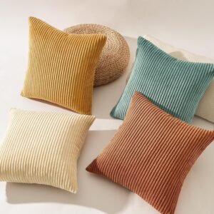 Topfinel Decorative Throw Pillow Covers Cushion Cases, Set of 4 Soft Velvet Modern Double-Sided Designs, Mix and Match for Boho Farmhouse Fall Home Decor (18x18 inch, Orange/Teal) - Image 5