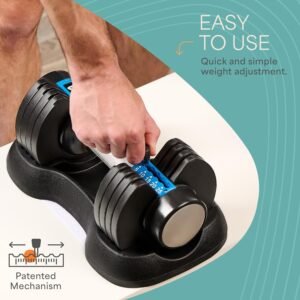 Lifepro Adjustable Dumbbells Set - 5in1-15lb 25lb 43lb weights Set & Single with Rack - Quick Adjust, Secure Grip - Compact Hand Weights for Men Women Home Gym - Image 3