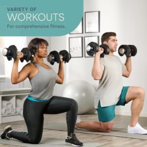Lifepro Adjustable Dumbbells Set - 5in1-15lb 25lb 43lb weights Set & Single with Rack - Quick Adjust, Secure Grip - Compact Hand Weights for Men Women Home Gym - Image 6