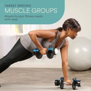 Lifepro Adjustable Dumbbells Set - 5in1-15lb 25lb 43lb weights Set & Single with Rack - Quick Adjust, Secure Grip - Compact Hand Weights for Men Women Home Gym - Image 8