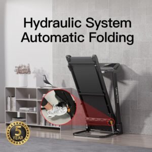 UMAY Fitness Home Folding Incline Treadmill with Pulse Sensors, 3.0 HP Quiet Brushless, 300 lbs Capacity (Black or Gray) - Image 4