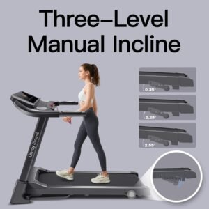 UMAY Fitness Home Folding Incline Treadmill with Pulse Sensors, 3.0 HP Quiet Brushless, 300 lbs Capacity (Black or Gray) - Image 5