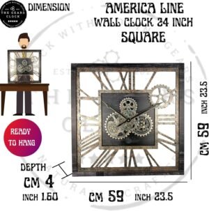 The Gears Clock 24'' Inch Square Real Moving Gear Wall Clock Vintage Industrial Oversized Rustic Farmhouse (Desert Beige) - Image 6