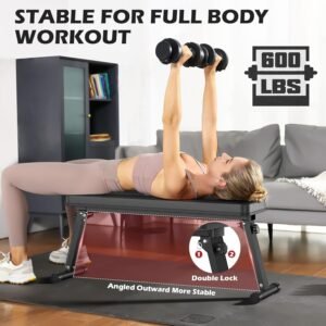 FLYBIRD Flat Bench, Foldable Flat Weight Bench Easy Assembly for Strength Training Bench Press, 600/1000 LBS 2 Versions - Image 4