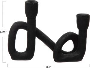 Bloomingville Decorative Resin Double Taper Candle Holder, Black - Image 2