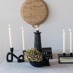 Bloomingville Decorative Resin Double Taper Candle Holder, Black - Image 3
