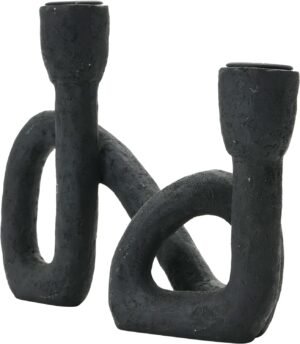 Bloomingville Decorative Resin Double Taper Candle Holder, Black - Image 6
