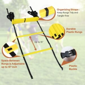 GHB Pro Agility Ladder Agility Training Ladder Speed 12 Rung 20ft with Carrying Bag - Image 3