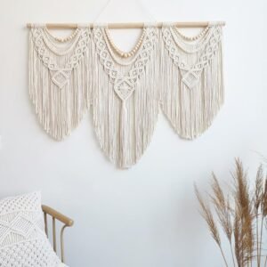 Achart Macrame Wall Hanging Large- Boho Wall Decor- large wall art- Wall Decor Living Room- Macrame Tapestry Boho Decor for Bedroom (Wooden Bead) - Image 5