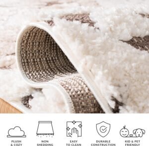 SAFAVIEH Moroccan Tassel Shag Collection Area Rug - 8' x 10', Ivory & Brown, Boho Design, Non-Shedding & Easy Care, 2-inch Thick Ideal for High Traffic Areas in Living Room, Bedroom (MTS688A) - Image 10